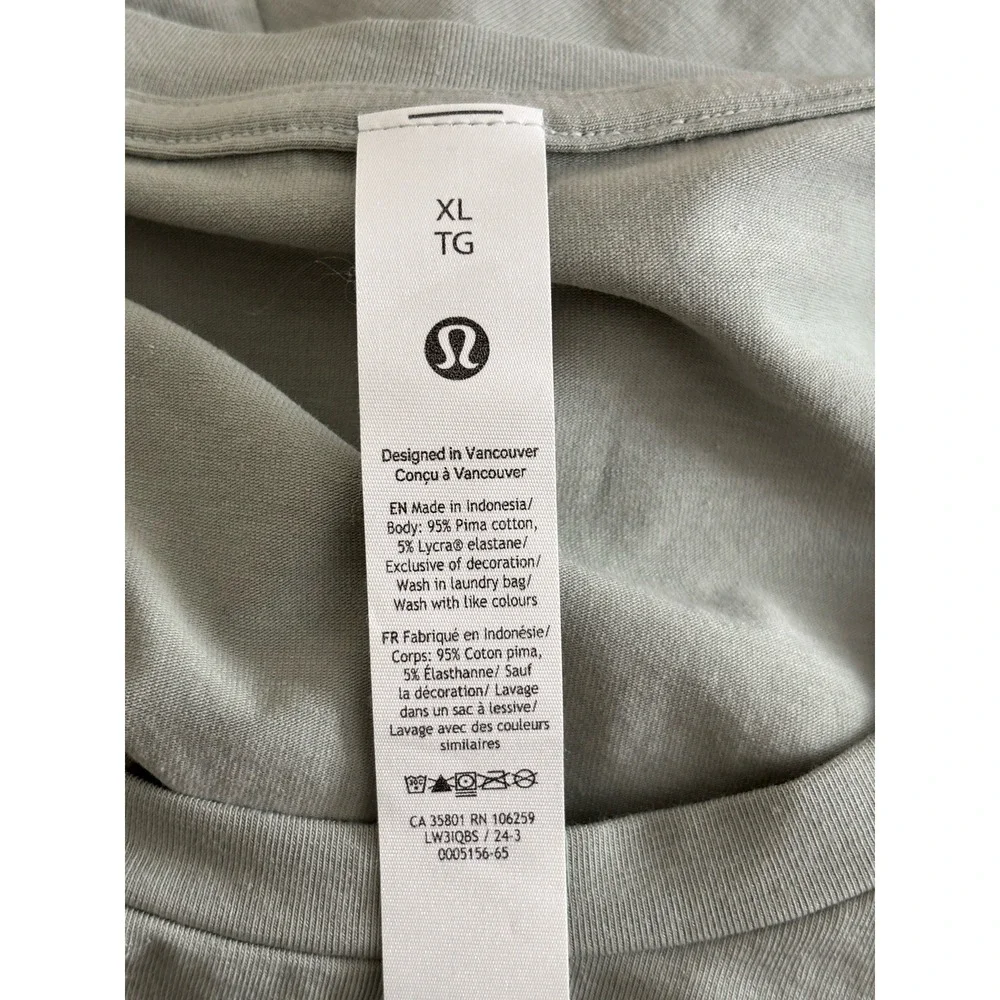 Lululemon Cotton 12 XL Knot Short Sleeve‎ Shirt Green Asymmetrical Oversized